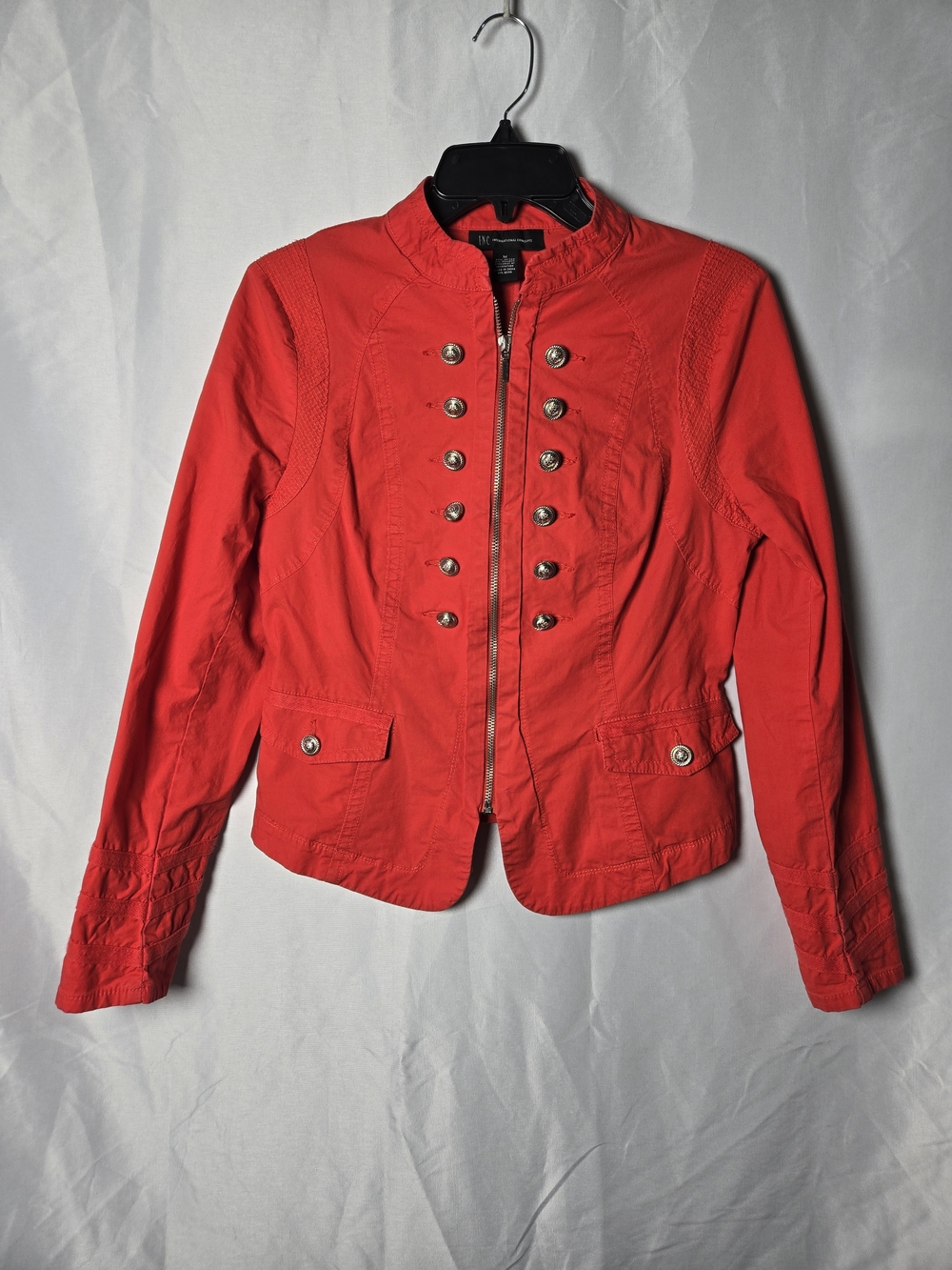 INC International Concepts Red Military-Style Cotton Jacket